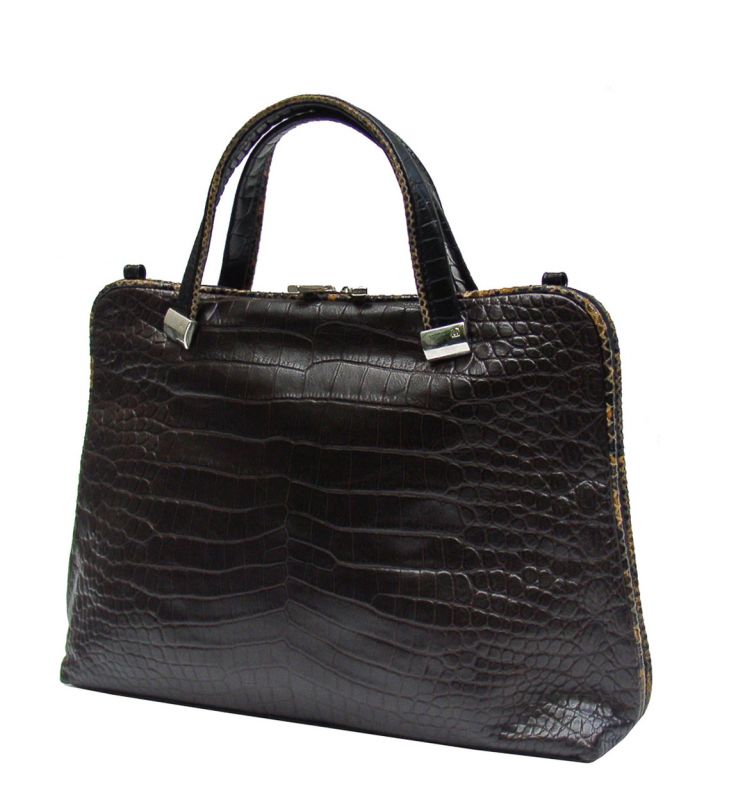 Aktentasche in Laptopformat, Croco- und Schlangenprägung