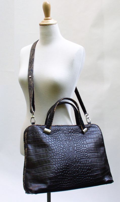 Aktentasche in Laptopformat, Croco- und Schlangenprägung